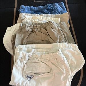 Columbia PFG Sportswear Mens XXL Cargo Shorts Lot of 5 Khaki Grey Cotton Outdoor